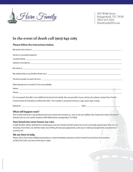 In Case of Death Please Notify