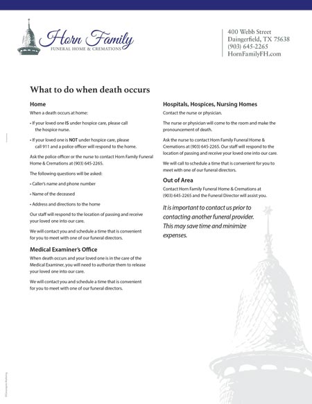 What to Do When a Death Occurs